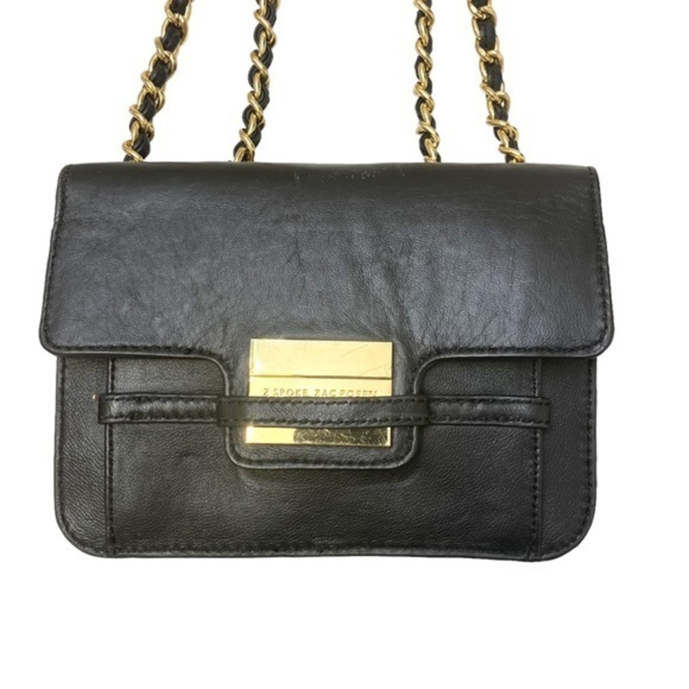 Z spoke by zac Posen black leather chain crossbody shoulder bag